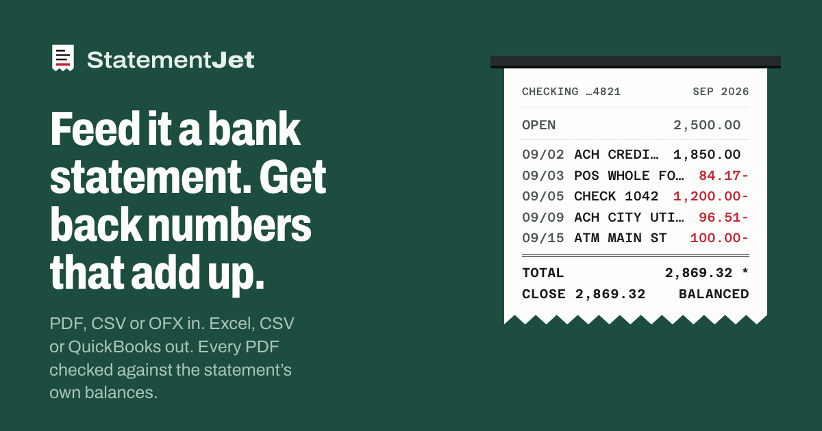 I built a bank statement converter that checks its own math before you import